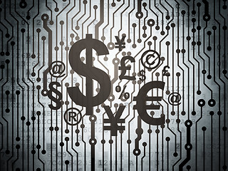 Image showing Advertising concept: circuit board with Finance Symbol