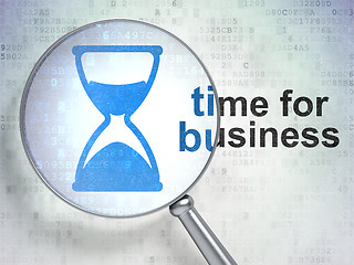 Image showing Hourglass and Time for Business with optical glass