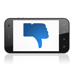 Image showing Social media concept: Thumb Down on smartphone