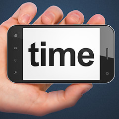Image showing Timeline concept: Time on smartphone