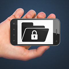 Image showing Business concept: Folder With Lock on smartphone