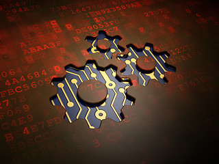 Image showing Business concept: Gears on digital screen background