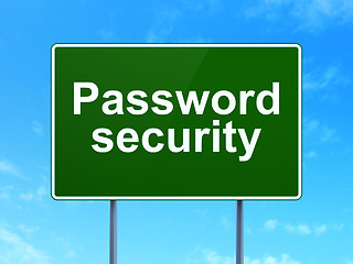 Image showing Protection concept: Password Security on road sign background