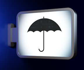 Image showing Security concept: Umbrella on billboard background