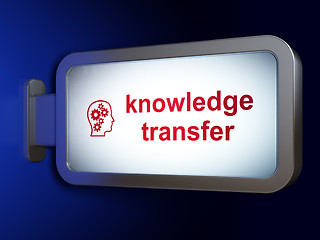 Image showing Education concept: Knowledge Transfer and Head With Gears on billboard background