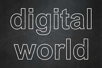Image showing Information concept: Digital World on chalkboard background