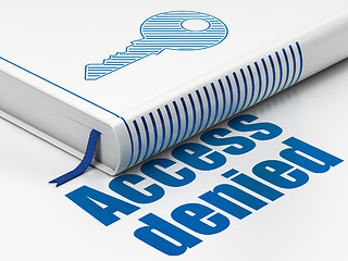 Image showing Protection concept: book Key, Access Denied on white background