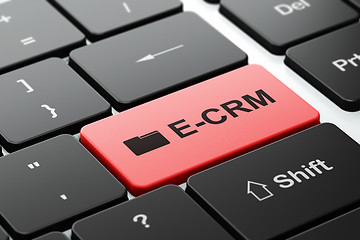 Image showing Finance concept: Folder and E-CRM on computer keyboard background