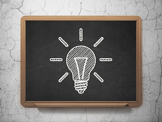 Image showing Business concept: Light Bulb on chalkboard background