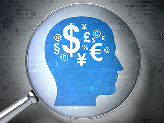 Image showing Advertising concept: Head Finance Symbol with optical glass on digital