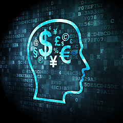 Image showing Business concept: Head With Finance Symbol on digital background