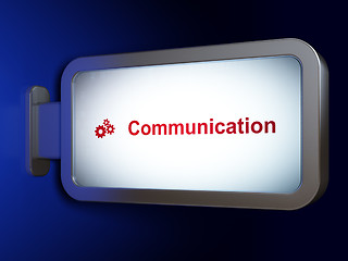 Image showing Marketing concept: Communication and Gears on billboard background