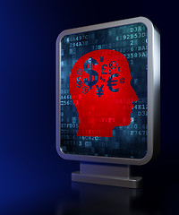 Image showing Advertising concept: Head With Finance Symbol on billboard background