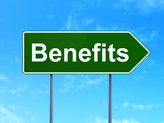 Image showing Finance concept: Benefits on road sign background