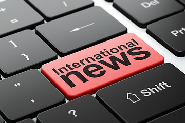 Image showing International News on computer keyboard background