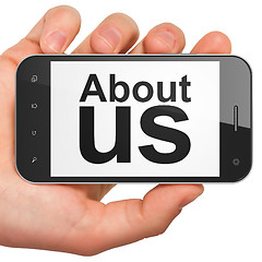 Image showing Marketing concept: About Us on smartphone