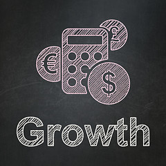 Image showing Finance concept: Calculator and Growth on chalkboard background