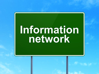 Image showing Information Network on road sign background