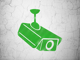 Image showing Security concept: Cctv Camera on wall background