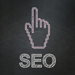 Image showing Web development concept: Mouse Cursor and SEO on chalkboard background