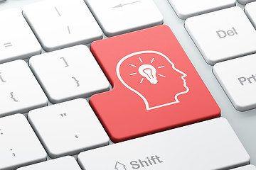 Image showing Finance concept: Head With Lightbulb on computer keyboard background