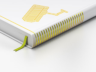 Image showing Protection concept: closed book, Cctv Camera on white background