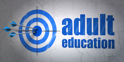 Image showing Education concept: target and Adult Education on wall background