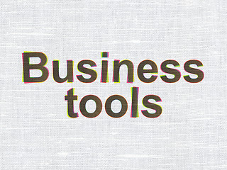 Image showing Business Tools on fabric texture background