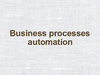 Image showing Business Processes Automation on fabric texture background