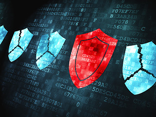 Image showing Privacy concept: Shield on digital background