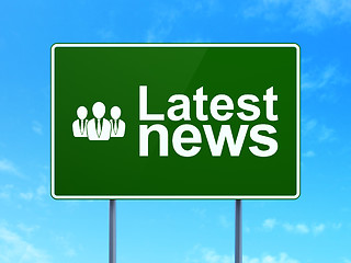 Image showing Latest News and Business People on road sign background