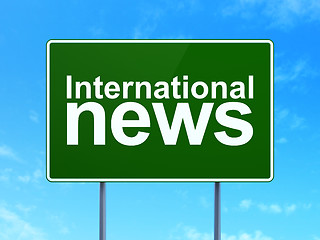 Image showing International News on road sign background