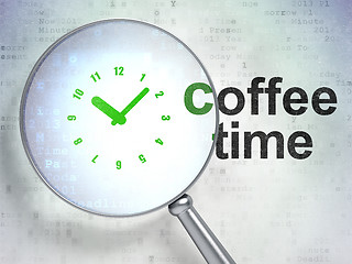 Image showing Clock and Coffee Time with optical glass