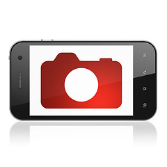 Image showing Vacation concept: Photo Camera on smartphone