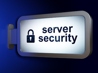 Image showing Server Security and Closed Padlock on billboard background