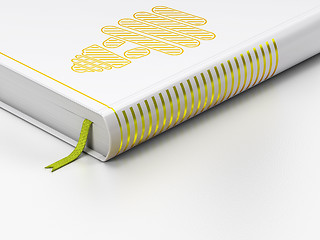 Image showing Finance concept: closed book, Energy Saving Lamp on white background