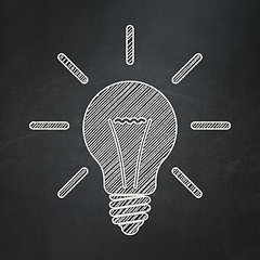 Image showing Business concept: Light Bulb on chalkboard background