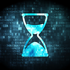 Image showing Time concept: Hourglass on digital background