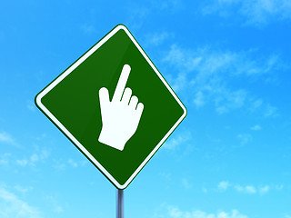 Image showing Web development concept: Mouse Cursor on road sign background