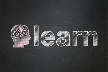 Image showing Education concept: Head With Gears and Learn on chalkboard background