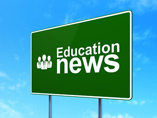 Image showing Education News and Business People on road sign background