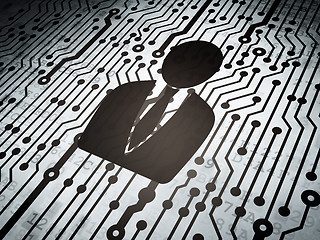 Image showing Advertising concept: circuit board with Business Man