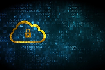 Image showing Cloud With Padlock on digital background