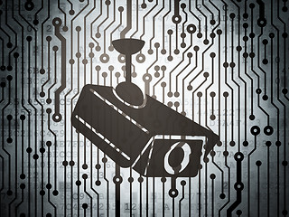 Image showing Security concept: circuit board with Cctv Camera