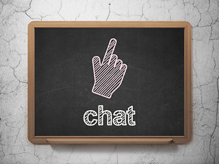 Image showing Web development concept: Mouse Cursor and Chat on chalkboard background