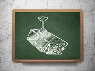 Image showing Privacy concept: Cctv Camera on chalkboard background