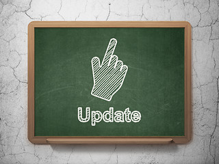 Image showing Web development concept: Mouse Cursor and Update on chalkboard background