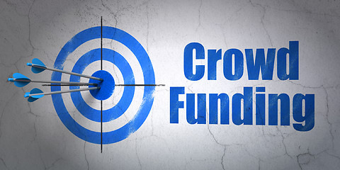 Image showing Business concept: target and Crowd Funding on wall background