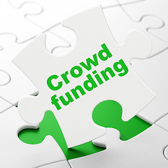 Image showing Business concept: Crowd Funding on puzzle background