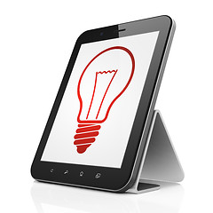 Image showing Business concept: Light Bulb on tablet pc computer